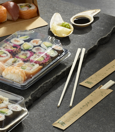 Product foto van 50 Paar Eetstokjes Bamboe "ASIA" 23 cm per stuk verpakt