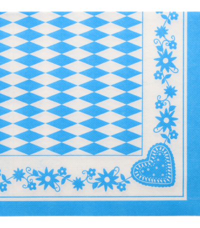 Product foto van 50 Servetten 1/4 vouw 40 cm x 40 cm "Beiers blauw"