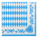Product foto van 50 Servetten 3-laags 1/4 vouw 40 cm x 40 cm "Beiers blauw"