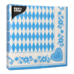 Product foto van 50 Servetten 3-laags 1/4 vouw 40 cm x 40 cm "Beiers blauw"