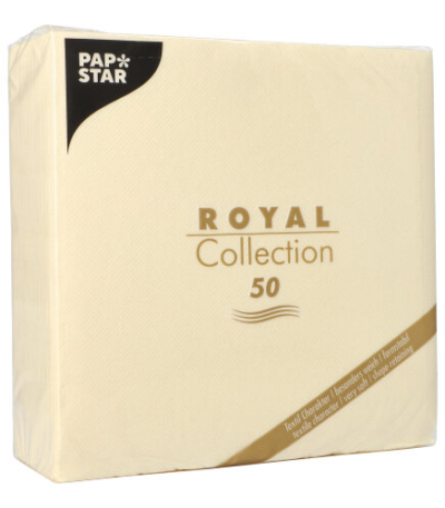 Product foto van 50 Servetten "ROYAL Collection" 1/4 vouw 40 cm x 40 cm champagne