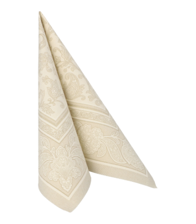 Product foto van 50 Servetten "ROYAL Collection" 1/4 vouw 40 cm x 40 cm champagne "Ornaments"