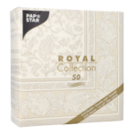 Product foto van 50 Servetten "ROYAL Collection" 1/4 vouw 40 cm x 40 cm champagne "Ornaments"