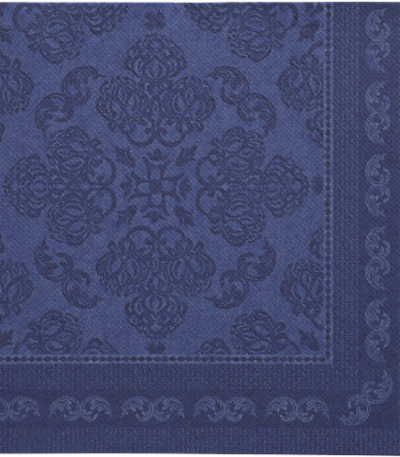 Product foto van 50 Servetten "ROYAL Collection" 1/4 vouw 40 cm x 40 cm donkerblauw "Arabesque"