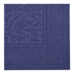 Product foto van 50 Servetten "ROYAL Collection" 1/4 vouw 40 cm x 40 cm donkerblauw "Ornaments"