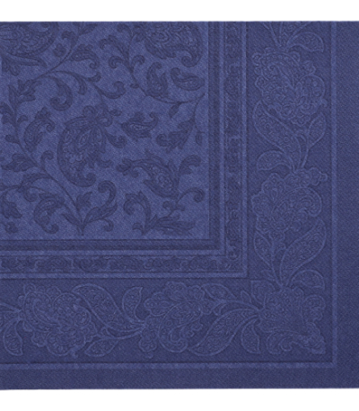 Product foto van 50 Servetten "ROYAL Collection" 1/4 vouw 40 cm x 40 cm donkerblauw "Ornaments"