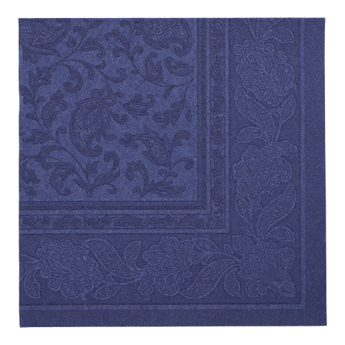 Product foto van 50 Servetten "ROYAL Collection" 1/4 vouw 40 cm x 40 cm donkerblauw "Ornaments"