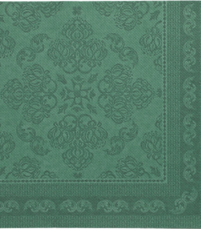 Product foto van 50 Servetten "ROYAL Collection" 1/4 vouw 40 cm x 40 cm donkergroen "Arabesque"