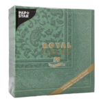 Product foto van 50 Servetten "ROYAL Collection" 1/4 vouw 40 cm x 40 cm donkergroen "Ornaments"