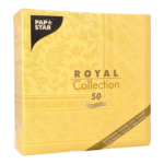 Product foto van 50 Servetten "ROYAL Collection" 1/4 vouw 40 cm x 40 cm geel "Ornaments"