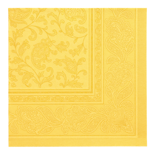 Product foto van 50 Servetten "ROYAL Collection" 1/4 vouw 40 cm x 40 cm geel "Ornaments"