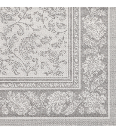 Product foto van 50 Servetten "ROYAL Collection" 1/4 vouw 40 cm x 40 cm grijs "Ornaments"