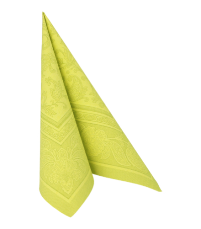 Product foto van 50 Servetten "ROYAL Collection" 1/4 vouw 40 cm x 40 cm lime "Ornaments"