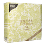 Product foto van 50 Servetten "ROYAL Collection" 1/4 vouw 40 cm x 40 cm lime "Paisley"