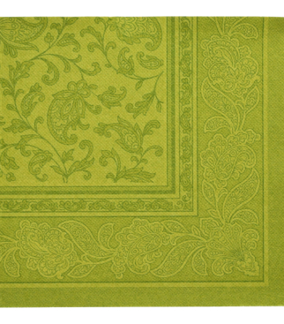Product foto van 50 Servetten "ROYAL Collection" 1/4 vouw 40 cm x 40 cm olijfgroen "Ornaments"