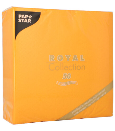 Product foto van 50 Servetten "ROYAL Collection" 1/4 vouw 40 cm x 40 cm oranje
