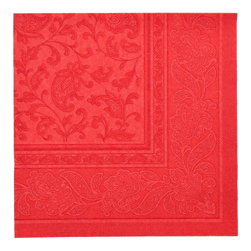 Product foto van 50 Servetten "ROYAL Collection" 1/4 vouw 40 cm x 40 cm rood "Ornaments"