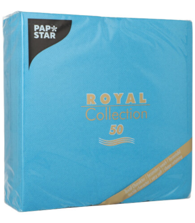 Product foto van 50 Servetten "ROYAL Collection" 1/4 vouw 40 cm x 40 cm turkoois