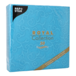 Product foto van 50 Servetten "ROYAL Collection" 1/4 vouw 40 cm x 40 cm turkoois "Casali"