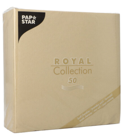 Product foto van 50 Servetten "ROYAL Collection" 1/4 vouw 40 cm x 40 cm zand