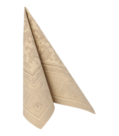 Product foto van 50 Servetten "ROYAL Collection" 1/4 vouw 40 cm x 40 cm zand "Ornaments"