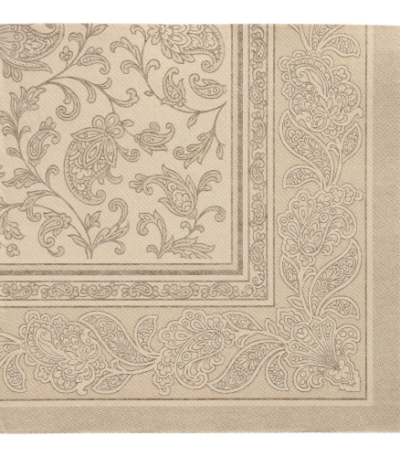 Product foto van 50 Servetten "ROYAL Collection" 1/4 vouw 40 cm x 40 cm zand "Ornaments"