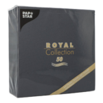 Product foto van 50 Servetten "ROYAL Collection" 1/4 vouw 40 cm x 40 cm zwart