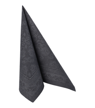 Product foto van 50 Servetten "ROYAL Collection" 1/4 vouw 40 cm x 40 cm zwart "Arabesque"