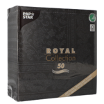 Product foto van 50 Servetten "ROYAL Collection" 1/4 vouw 40 cm x 40 cm zwart "Ornaments"