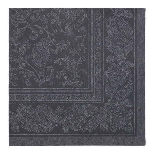 Product foto van 50 Servetten "ROYAL Collection" 1/4 vouw 40 cm x 40 cm zwart "Ornaments"