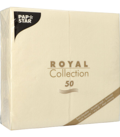 Product foto van 50 Servetten "ROYAL Collection" 1/8 vouw 40 cm x 40 cm champagne