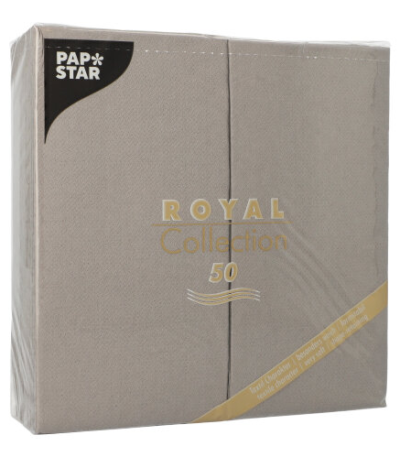Product foto van 50 Servetten "ROYAL Collection" 1/8 vouw 40 cm x 40 cm grijs
