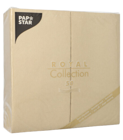 Product foto van 50 Servetten "ROYAL Collection" 1/8 vouw 40 cm x 40 cm zand
