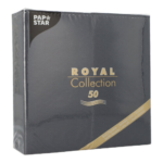 Product foto van 50 Servetten "ROYAL Collection" 1/8 vouw 40 cm x 40 cm zwart