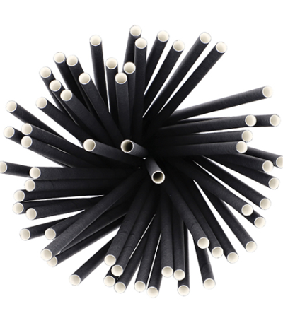 Product foto van 500 Shake rietjes Papier Ø 8 mm · 25 cm zwart