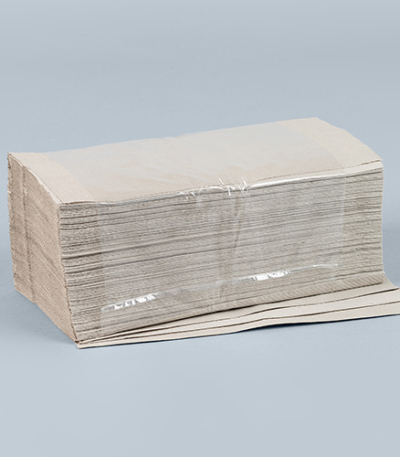 Product foto van 5000 Blad Handdoekjes V-vouw 23 cm x 25 cm natuur "Plus L" zigzag