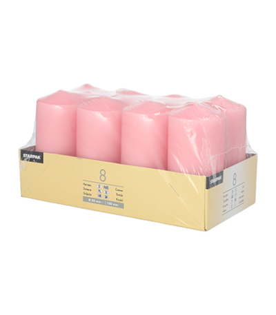 Product foto van 8 Stompkaarsen Ø 50 mm · 100 mm oudroze