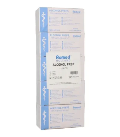 Product foto van Alkoholtupfer wit set van 500 65mm x 30mm Romed