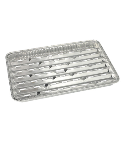 Product foto van BBQ schalen aluminium hoekig 23cm x 34cm set van 5