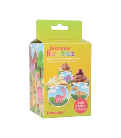 Product foto van Bakvormpjes Dino groen set van 6 6cm x 5cm x 5cm