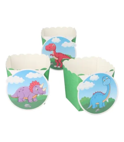 Product foto van Bakvormpjes Dino groen set van 6 6cm x 5cm x 5cm