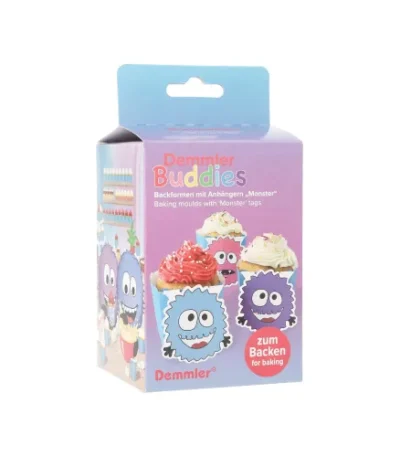 Product foto van Bakvormpjes siliconen 6cm Monster set van 6