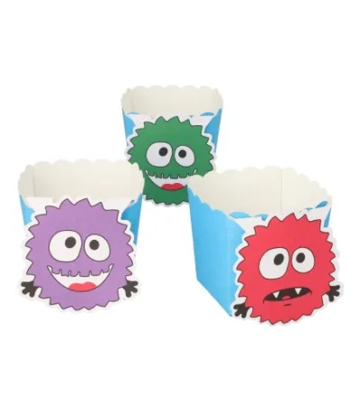 Product foto van Bakvormpjes siliconen 6cm Monster set van 6