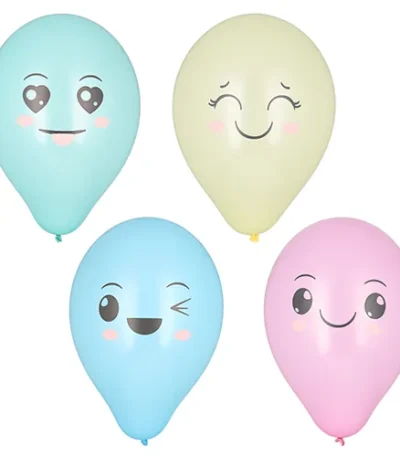 Product foto van Ballonnen 25 cm assorti kleuren Kawaii set van 8
