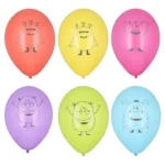 Product foto van Ballonnen 29cm assorti kleuren Monsters set van 6