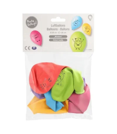 Product foto van Ballonnen 29cm assorti kleuren Monsters set van 6