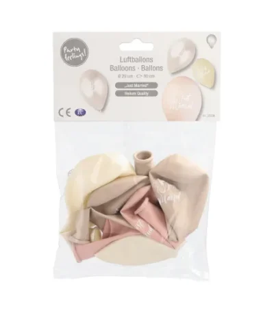 Product foto van Ballonnen assorti kleuren Ø 29 cm set van 6 Just Married