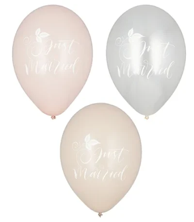 Product foto van Ballonnen assorti kleuren Ø 29 cm set van 6 Just Married