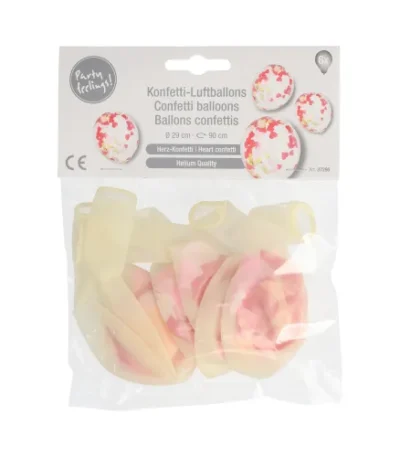 Product foto van Ballonnen latex hartjesconfetti set van 6 Ø 29cm