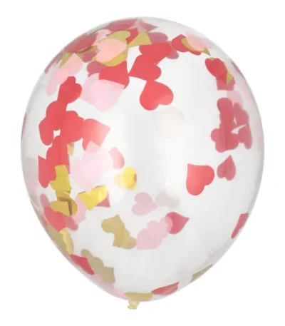 Product foto van Ballonnen latex hartjesconfetti set van 6 Ø 29cm